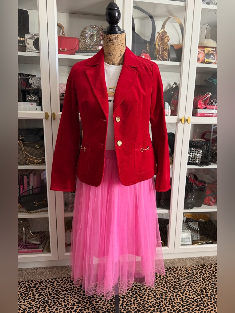 Talbots Corduroy Horse-Bit Red Classic Blazer Jacket